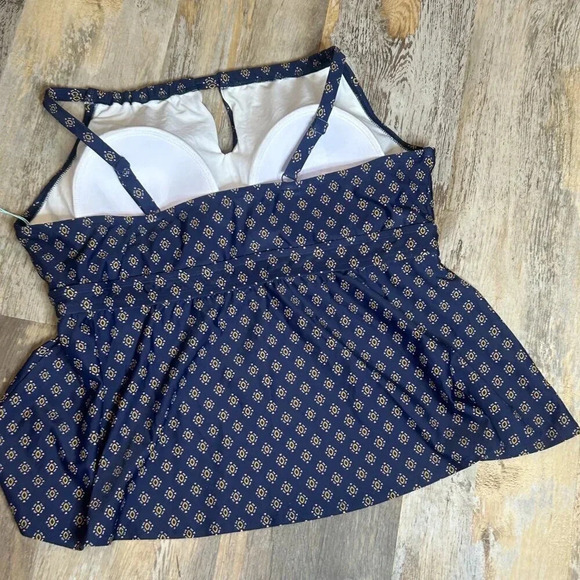 Kona Sol Blue Patterned Tankini Top Siz3 2X NWT - Picture 6 of 8